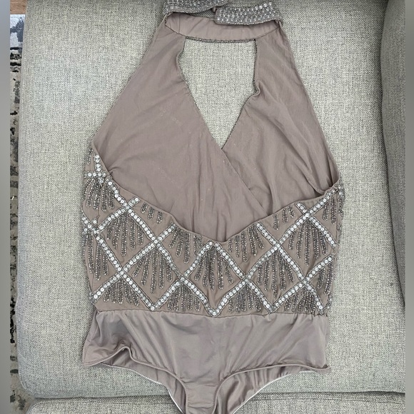 ASOS DESIGN Halter Neck Wrap Embellished Body Suit Top✨ - Picture 7 of 13